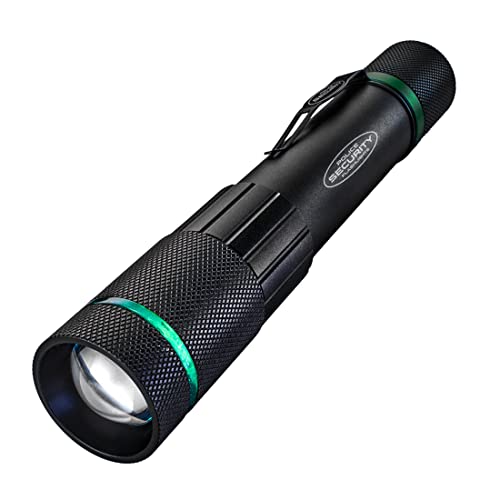 Police Security Dover 1000 Lumen Rechargeable Flashlight – USB-C Charging Cable Included, Slide Focus, 6-Hour Runtime, Impact Resistant – w/Belt Clip.