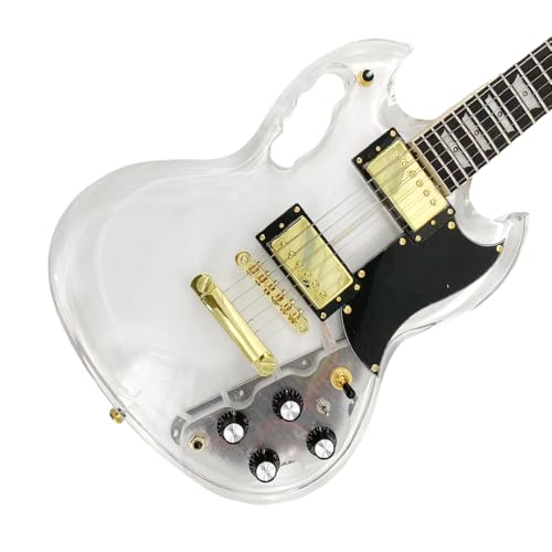 WUQIMUSC LED Light Electric Guitar transparent Acrylic Body Crystal Guitar Maple Neck Sweet Tone (kit-led-sg)