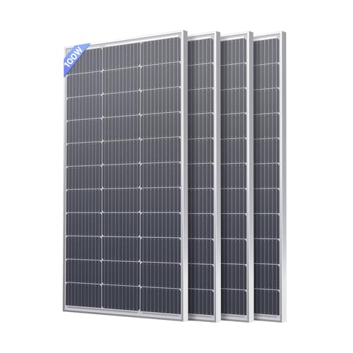 Callsun 400W Solar Panel, 4 Pcs 12V 100 Watt Solar Panel, Over-Power Design, High Efficiency Monocrystalline PV Modules,Ideal for RV, Trailer, Marine, Rooftop, Home, Farm, Off-Grid System (4PCS 100W)