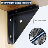 10 Pcs Angle Corner Bracket| 2.55 x 2.55'' Black Metal Triangle Shelf Bracket for Wood Shelves| Corner Brace Connector for Bed, Table, Cabinet,Desk,Bookshelves,Furniture