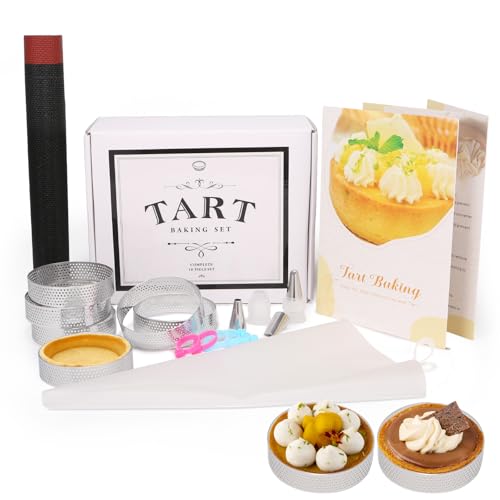 Tart Baking Set Gift, Kitchen Baking Tools, Baking Supplies for Beginners Baking Accessories, Fun Kitchen Gifts for Women Men Adults, Baking Essentials for Home Bakery, Non-stick Tart Molds for Baking