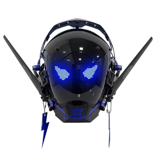 YounggDiy Future Punk Mechanical Mask, Tech Role-Playing toy, Mens DIY Electronic Screen Phantom Sound Mech