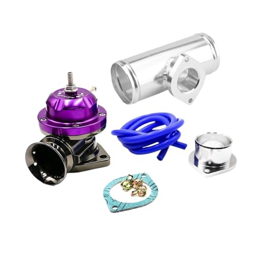 Turbocharger PressureTurboValve Pro Turbo Pressure Relief ValveAdjustable 25psi With 63mm Or 76mm Flange Pipe Turbo Pressure Relief Valve Adapter L=150mm Modification and upgrade(Purple and 63mm pipe)