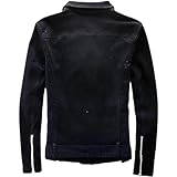 Men's Black Denim Biker Jean Jacket Classic Motorcycle Style Punk Knight Coat with Scratched Zipper Slim Fit Turn-Down Collar (as1, alpha, x_s, regular, regular)