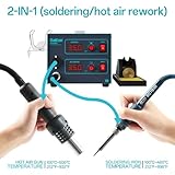 Bakon 852d+ Heat Gun And Soldering Iron 2-In-1 Kit, Smd Hot Air Rework Soldering Station, Multiple Functions Electronics Kit, Led Digital Display, Knob Type Adjustable Temperature (BK852D+)