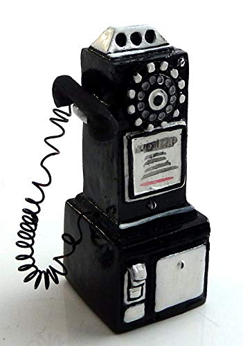 Dollhouse Miniature 1950's Style Pay Phone Black