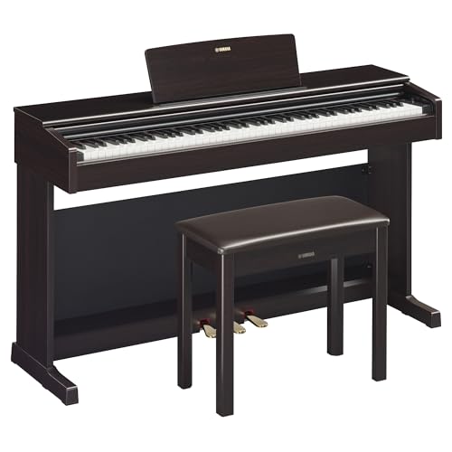 Yamaha Arius, 88-Key Weighted Action Digital Aspiring Musicians, CFX Concert Grand Piano Voice, 3-Pedal Unit, Bench Included, Classic Upright Design, Dark Rosewood (YDP145R)