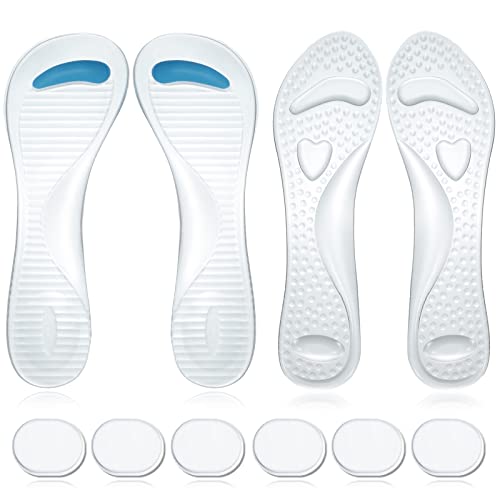 Haysandy 2 Pairs High Heel Cushion Inserts Women and 6 Pcs Gel Heel Pads, 3/4 Insoles Transparent Shoe Fillers Clear Gel Shoe Inserts for Women Self Adhesive Soft Silicone for Ladies Sandals(Fresh)