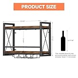 Homeiju Wall Mounted Wine Rack, Bottle & Glass Holder Wood-Metal Retro Wine Rack, Wine Bottles Display Wall Storage for Kitchen Dining Room Home Bar