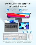 Wireless Bluetooth Keyboard and Mouse Combo (USB + Dual BT), seenda Multi-Device Rechargeable Slim Keyboard and Mouse, Compatible for Win 7/8/10, MacBook Pro/Air, iPad, Tablet - White Silver