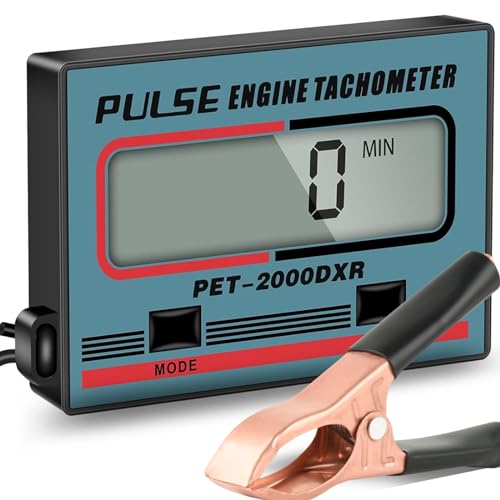 Small Engine Tachometer Digital Chainsaw RPM Gauge Tiny Tach Hour Meter with Clip Mini Inductive Pulse Tachometer RPM Gauge Tester for Motorcycle Marine Outboard Boat Diesel Lawn Mower Tacho Meter