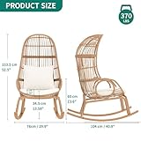 YITAHOME Rocking Egg Chair Outdoor, 370lbs Capacity Wicker Patio Basket Chair, All-Weather Small Egg Lounger Chair for Indoor Outside (Beige)