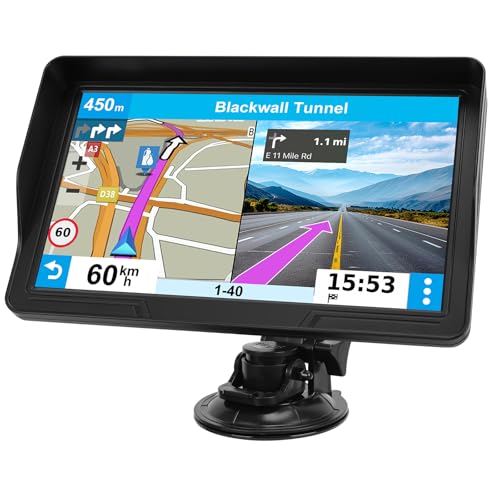 GPS Navigator for Car Truck RV, 9 inch Touch Screen Latest 2025 Map, Real Voice Spoken Turn-by-Turn Direction Reminding Navigation System for Cars, Vehicle GPS with Speed and Red Light Warning (Black)