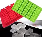 Building Brick Ice Tray or Candy Mold for Lego Lovers! 2 Pack Silicone Ice Cube Molds - Red and Green