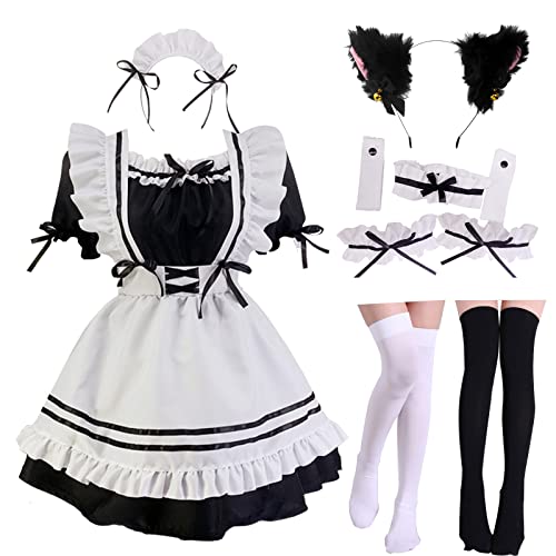 KIDYBELL Japanese Anime Cosplay Maid Outfit Dress Cute Halloween Makeup Cosplay Costume for Girls Women