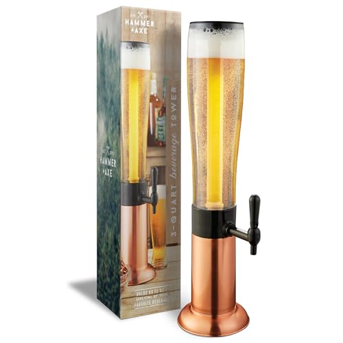 Beverage Drink Dispenser with Ice Tube Drink Cooler, Holds 7 Beer Cans, Margarita Tower, Mimosa Tower, BBQ Party Supplies, Home Bar Accessories, 2.6L of Iced Tea Lemonade Water