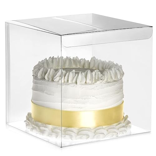Juvale 30-Pack Clear Gift Boxes - 6x6x6 In Square Plastic Transparent Boxes for Cakes, Wedding, Baby Shower, Birthday Party