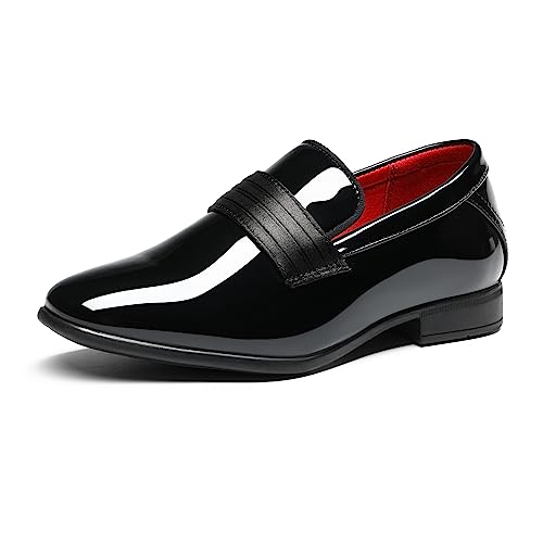 Bruno Marc Boys Dress Shoes Slip-on Loafers Formal Tuxedo Shoes,Size 13 Little Kid,Bright Black,SBLS2340K