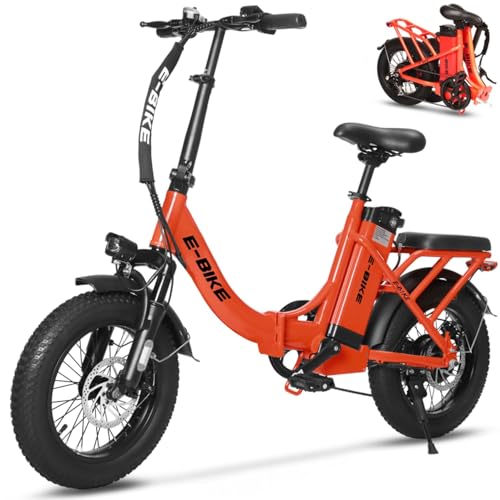AIWARGOD 16" Small Folding Electric Bike, Max 40Miles Range(Pedal-Assist) & 22Mph Power by 500W Motor, Foldable E-Bike with Removable Battery, Front Suspension and Gift Electric Bicycle for Adults