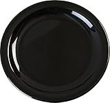 Carlisle FoodService Products Kingline Reusable Plastic Plate Dessert Plate for Home and Restaurant, Melamine, 6.5 Inches, Black, (Pack of 48)