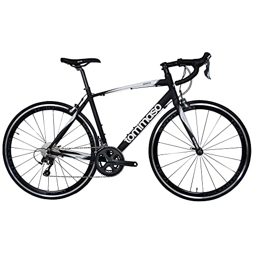 Tommaso Monza Sport Road Bike - Aluminum Frame, Carbon Fork, Shimano Tiagra 24 Speeds, Men's & Women's, Black, 58cm