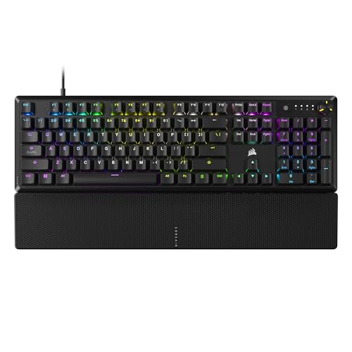 CORSAIR K70 CORE RGB Mechanical Wired Gaming Keyboard with Palmrest – Pre-Lubed MLX Red Linear Switches, SOCD, ABS Double-Shot Keycaps, Sound Dampening, Media Control Dial, QWERTY NA – Black