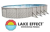 Lake Effect Pools Meadows Reprieve 15' x 30' Oval Above Ground Swimming Pool | 52" Height | Bundle Kit | Boulder Swirl Pool Liner | A Frame Ladder | Sand Filter System with Pump | Skimmer