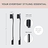 Kitsch Double-Sided Edge Fixer and Hair Styling Brush Set - Soft Nylon Bristles, Dual Edges for Grooming and Taming Flyaways, Combo Pack 2 Pieces (Black)