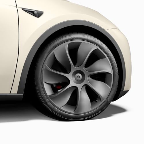 Wheel Covers 19 Inch for Tesla Model Y Accessories 2024 2023 2022 2021 Matte Black ABS Hubcaps 4 Pcs Compatible with Tesla Molde Y Rim Protector Replacement Wheel Cover (Eclipse Edge)