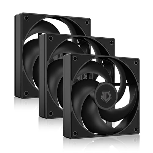 ID-COOLING AS-120-K Trio 120mm Black Computer Case Fans 3 Pack High Performance Cooling Fans Low Noise 27.2 dB(A), Fan Speeds from 300 RPM - 2,000 RPM, 58 CFM, Hydraulic Bearing Quiet Long lifespan