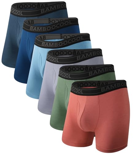 BAMBOO COOL Breathable Men's Underwear Modern Multipack Comfortsoft Moisture-Wicking Boxer Briefs 6 Pack L