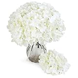 Auihiay 104 PCS Artificial Hydrangea Flowers, Silk Hydrangea Artificial Flowers Heads with Stems, Full Hydrangea Flowers for Wedding Centerpieces, Home Garden Party Decor (Ivory)