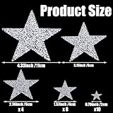 24 Pieces 5 Sizes Iron On Star Patches Adhesive Star Patches Star Shape Rhinestone Appliques Patch DIY Accessory for Clothing Jeans Bags Hats Repair Decoration (Silver)