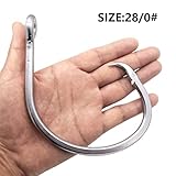 Super Giant Fishing Hook 24/0-28/0 Forged in-line Circle Hooks Shark & Swordfish &Tuna Hook Stainless Steel Big Game Hook Saltwater (Size 28/0-Pack of 2)