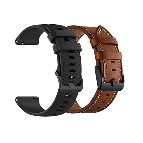 Yeejok Compatible Silicone & Leather Band for Amazfit GTR 4, 3, 3 Pro, 2, 2e - 22mm Replacement Sport Smart Watch Band for Women Men