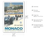 24th Monaco Car Racing Grand Prix - Circuit de Monaco Monte Carlo - Vintage Car Racing Poster by Michael Turner c.1966 - Master Art Print (Unframed) 12in x 18in