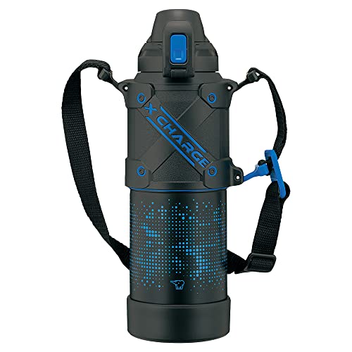 Zojirushi SD-HA10-BB Seamless Water Bottle, Sports Type, Large Capacity, 3.3 gal (1.0 L), Direct Drinking, Stainless Steel Cool Bottle, Blue Black, Integrated Washer, Easy to Clean, 2 Pieces Only