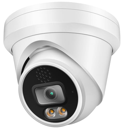 Hikvision/Uniview Compatible 6MP PoE IP Turret Camera Dual Light (Default IR) with Microphone, Audio, IP Security Camera Outdoor Night Vision 98ft Weatherproof IP67 Wide Angle 2.8mm