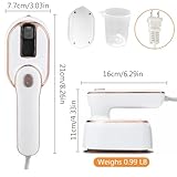 Portable Handheld Steamer for Clothes, 2-in-1 Ironing & Steaming,180° Rotatable Multi-Directional, Mini Travel Steamer,suitable for clothing of the majority of sizes/thickness for Dorm Room, White