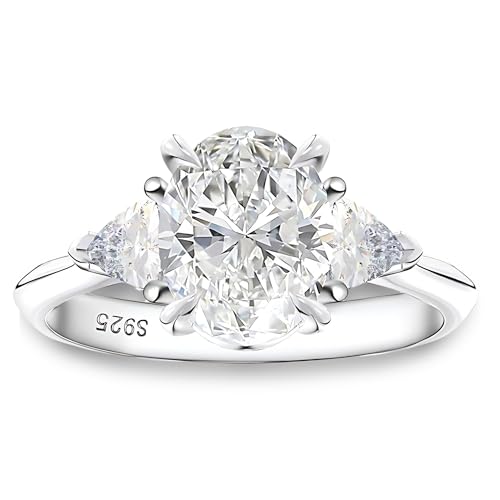 Oval CZ Engagement Rings for Women by Ginger Lyne |2 Ct Faux Diamond Ring | 925 Sterling Silver 14K White Gold Wedding for Women | Travel Promise or Bridal for Her - Size 7