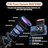 Dash Cam Front 4K&Rear 1080P with Night Vision,Wireless WiFi 3″IPS Screen DVR,Mounted Cars Small Dashboard,Hidden Mini Video Tachograph, 2160P HD Security Monitor Camera Recorder for Car,Free 64GB