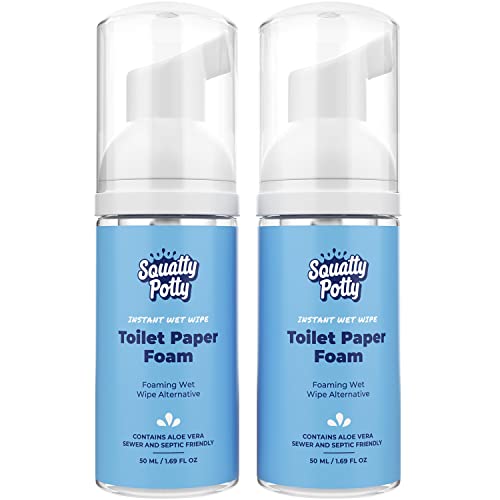 Squatty Potty Toilet Tissue Paper Foam Instant Wet Wipe Alternative - 2 Pack, 50 ml, 1.69 Fl Oz