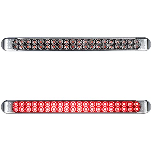 Partsam 2Pcs 17 Inch Red Led Truck Trailer Tail Light Bar 40 LED Clear Lens, Clear Red 17" Sealed LED Waterproof Stop Turn Tail Brake S/T/T Clearance Marker Identification 3RD Third Brake Light Bar