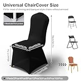 Trlyc 100 Pcs Spandex Chair Covers for Dining Chairs Stretch Polyester Dining Chairs Slipcovers for Wedding Party Decor Banquet Flat-Front Chair Cover (Black)