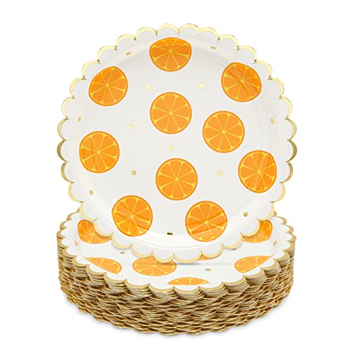 48 Pack Fruit Plates - 9 inch Birthday Party Plate - Summer Tutti Frutti Decorations, Festive Cute Baby Shower Plates for Themed Celebrations and Special Occasions