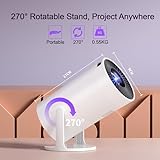 Mini Projector, 270° Rotation, Portable Projector 4K Support, Full HD 1080P Outdoor Movie Projector, Wired Screen Synchronize Max 200" Display, Compatible with Smartphone/TV Stick/Laptop/PS4/HDMI/USB