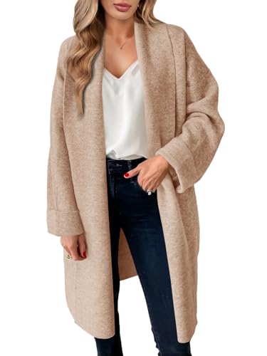 Saodimallsu Womens Open Front Chunky Cardigan Long Oversized Loose Knit Coatigan Sweater Jacket 2024 Fall Coats Camel