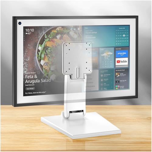 Jakeko for Amazon Alexa Show 21 Stand Mount Tilt Soporte para Alexa Accessories Eco Show 21 Accessories Adjustable Rotation Bracket Easy Installation Foldable Easy Storage (White)