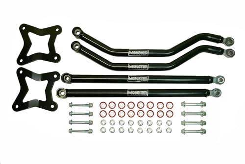 Monster Performance High Clearance Rear Radius Arm Set for Polaris RZR XP XP4 1000 2014-2024, Precision Machined, Steel, Improve Stability, Reduce Flex, Set of 4, Black