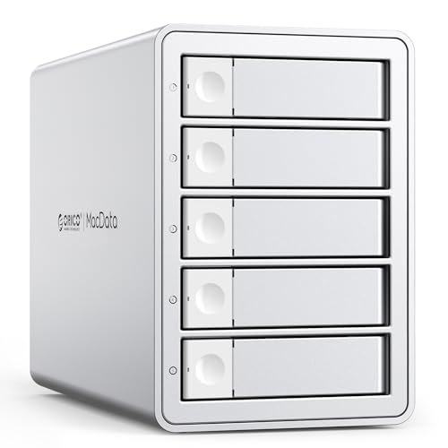 ORICO Daisy-Chain 5-Bay Hard Drive Enclosure USB 3.2 Gen 2 Aluminum Das Enclosure Support 22TB and Expansion Max Up to 330TB for 3.5-inchs HDD -9958C3